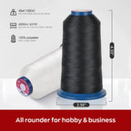 PooLin Polyester Embroidery Thread Set 100 Rolls Black 402 4000m 108D/2 40WT