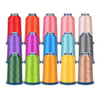 PooLin Embroidery Thread Set 15 Colors 4000m 108D/2 40WT Polyester Thread