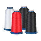 PooLin Polyester Embroidery Thread Set 4-Pack Black White Red 4000m 108D/2 40WT