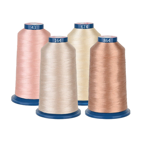 PooLin Polyester Embroidery Thread Set 4-Pack Beige & Tan 4000m 108D/2 40WT
