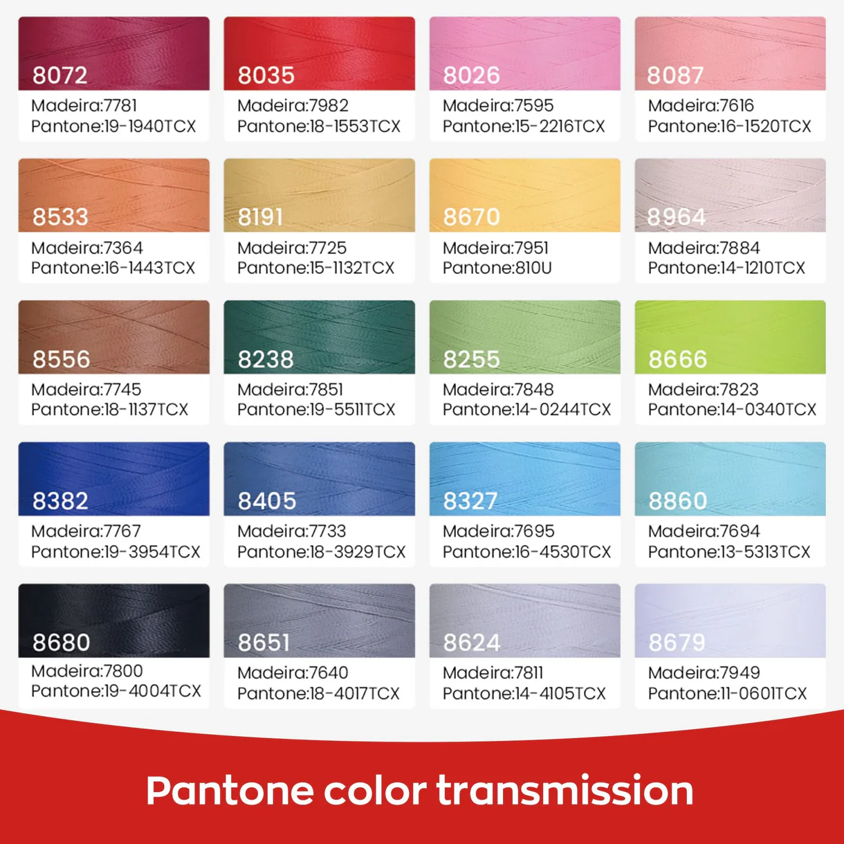 PooLin Matte Embroidery Thread Set 20 Colors 2500m 120D/2 40WT Embroidery Thread