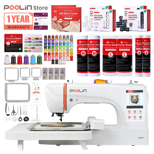 PooLin EOC07 7.9"x15" Embroidery Area Computerized Home Pro Embroidery Machine