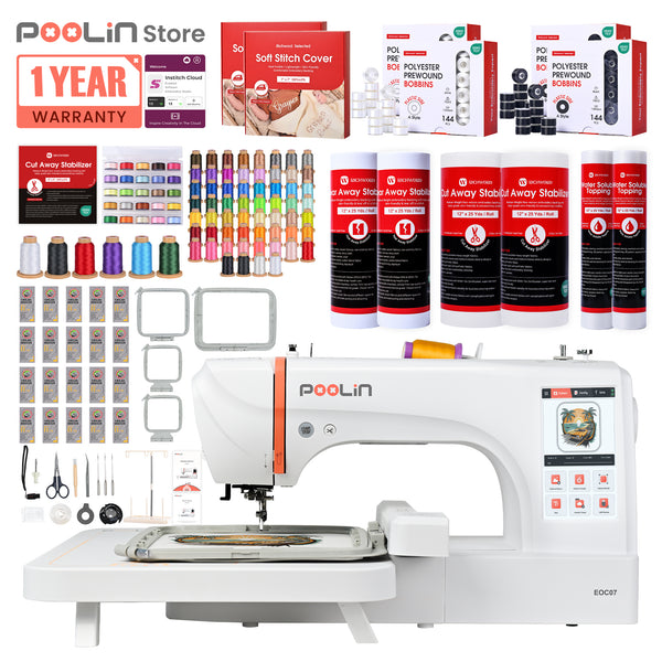 PooLin EOC07 7.9"x15" Embroidery Area Computerized Home Pro Embroidery Machine