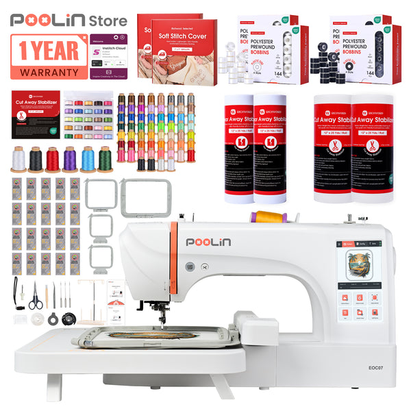 PooLin EOC07 7.9"x15" Embroidery Area Computerized Home Pro Embroidery Machine