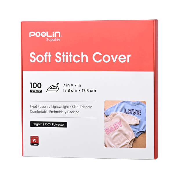 PooLin Soft Stitch Cover Heat Fusible Skin-Friendly Lightweight Embroidery Backing Stabilizer