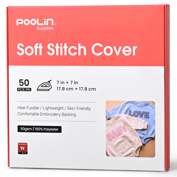PooLin Soft Stitch Cover Heat Fusible Skin-Friendly Lightweight Embroidery Backing Stabilizer