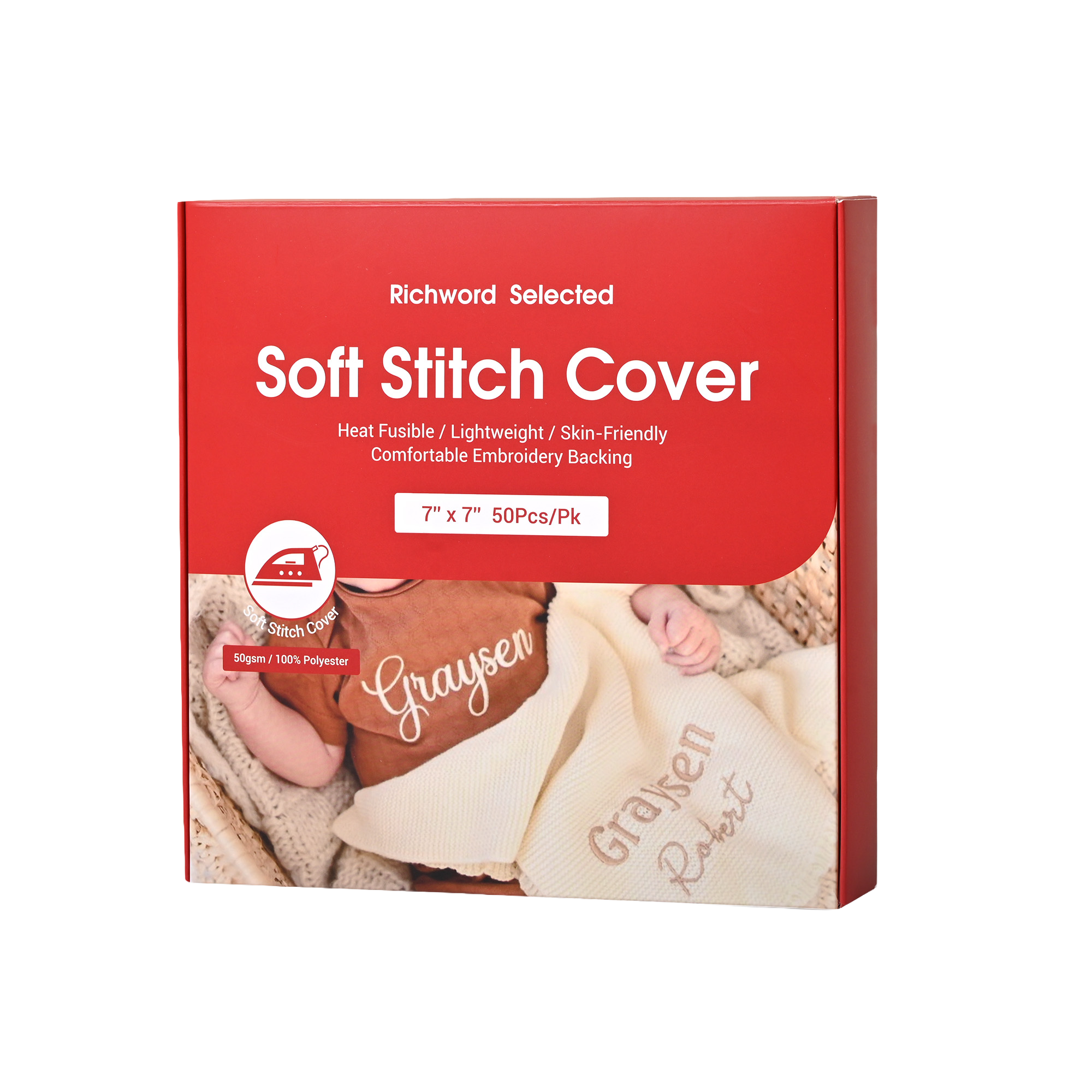 PooLin Soft Stitch Cover, 7" x 7", 50pcs Embroidery Backing sale