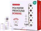 Poolin Magsnap Prewound Bobbins, Style L (SA155), 144pcs White, 60WT Richword Selected Polyester Bobbin Thread for Commercial Multi-Needle Embroidery Machines