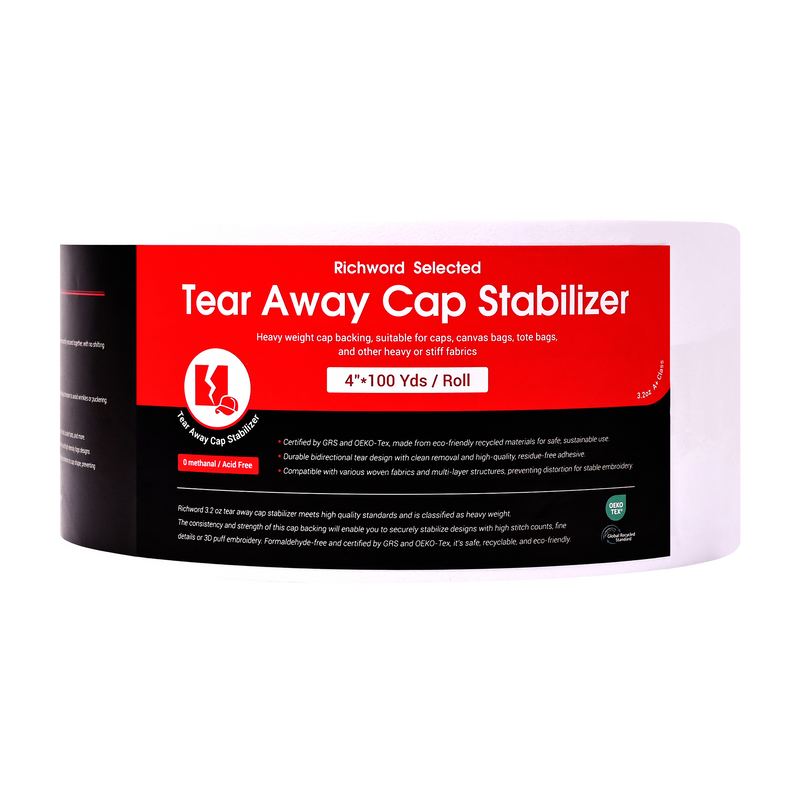Tear Away Embroidery Machine Cap Stabilizer Backing Roll Package 3.2oz 4in*100Yards*1pc