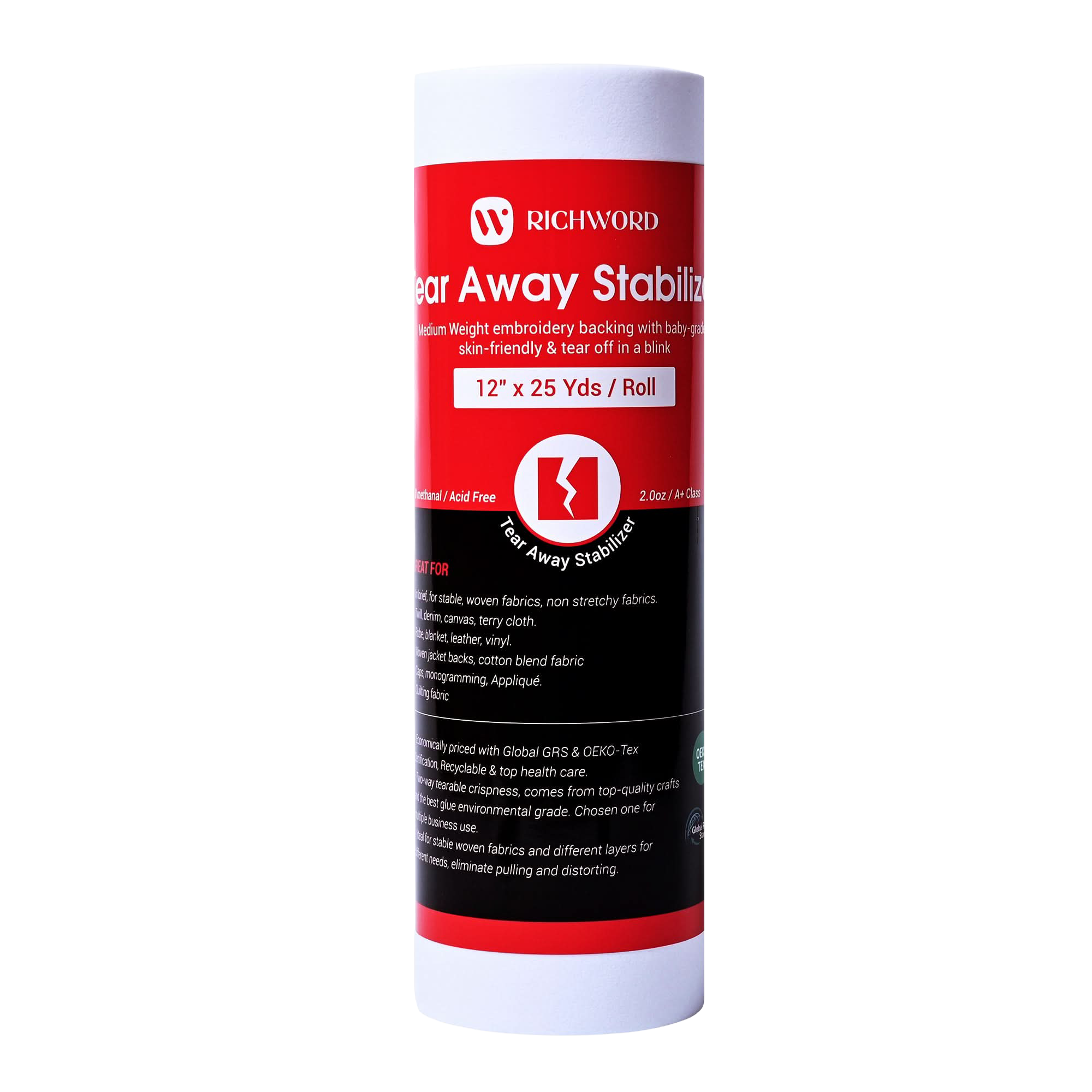 PooLin Tear Away Embroidery Backing Stabilizer Roll 2.0oz 12in x 25Yards 1pc