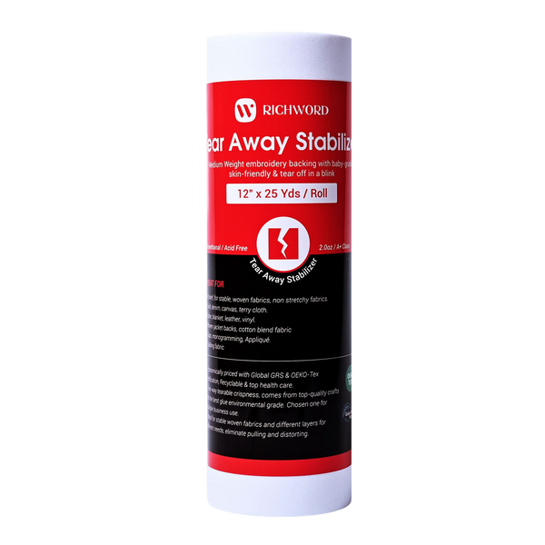 PooLin Tear Away Embroidery Backing Stabilizer Roll 2.0oz 12in x 25Yards 1pc