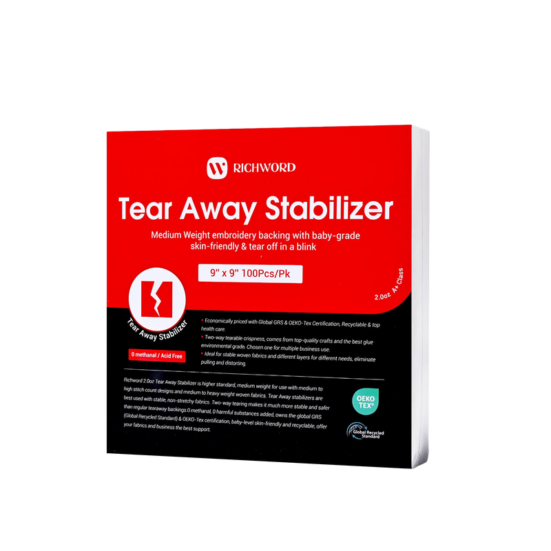 PooLin Tear Away Embroidery Backing Stabilizer Sheets 2.0oz 9in x 9in 100pcs