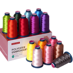 PooLin Embroidery Thread Set 15 Colors 4000m 108D/2 40WT Polyester Thread