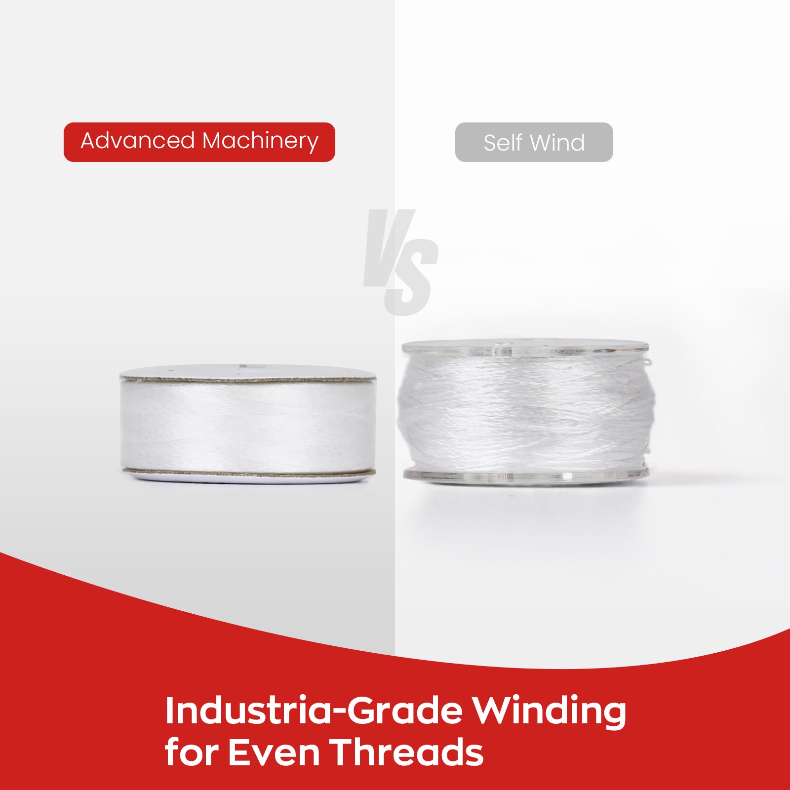 Prewound Embroidery Bobbins – Style L, 75D/2 (60WT), White, Paper Sides, 144 Pcs