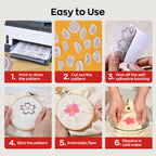 PooLin Printable Water Soluble Stabilizer Paper 8.5" x 11" Sticky & Wash-Away Embroidery Backing 15 Sheets for Machine & Hand Embroidery