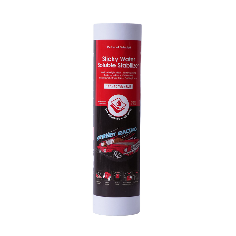 Richword Selected Water Soluble Stabilizer for Embroidery,Printable Wash Away Stick and Stitch Embroidery Paper 12"x10Yard Ideal for Hand and Machine Embroidery