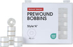 Poolin Prewound Bobbins Richword Selected White 25pcs Size A Bobbins, Plastic Sided, 70D/2(60WT) Polyester Bobbin Thread for Single Needle Embroidery and Sewing Machine