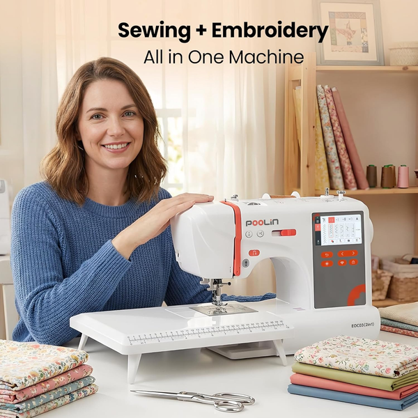 PooLin EOC03 2-in-1 All-in-One Sewing & Embroidery Machine
