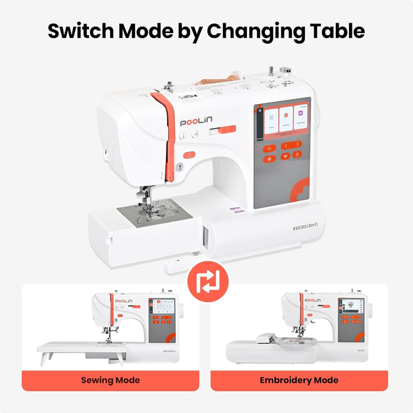 PooLin EOC03 2-in-1 All-in-One Sewing & Embroidery Machine