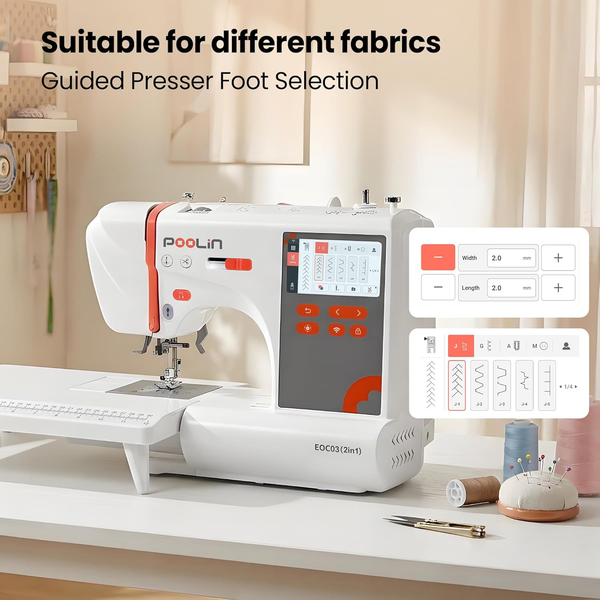 PooLin EOC03 2-in-1 All-in-One Sewing & Embroidery Machine