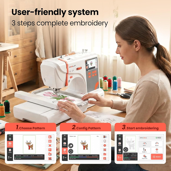PooLin EOC03 2-in-1 All-in-One Sewing & Embroidery Machine