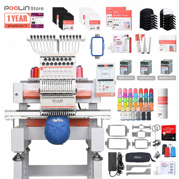 PooLin EOV 15-Needle Commercial Embroidery Machine Built for Hats. Made for More.