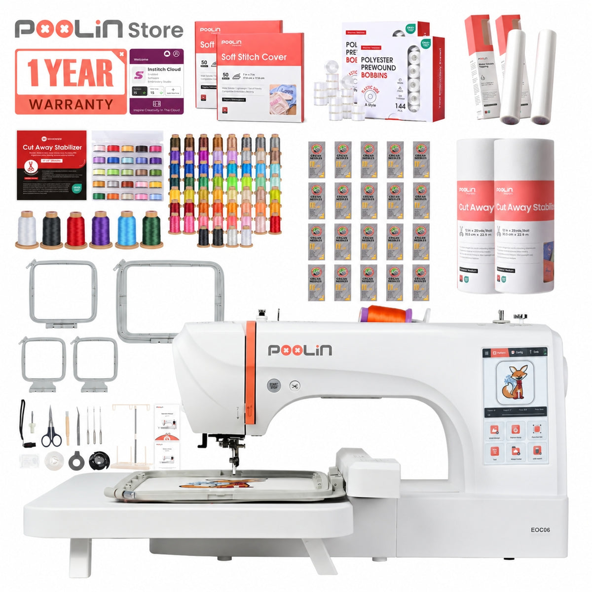 PooLin EOC06 Your First Flagship Home Embroidery Machine