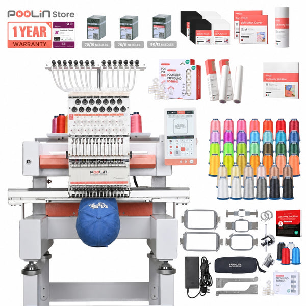PooLin EOV 15-Needle Commercial Embroidery Machine Built for Hats. Made for More.