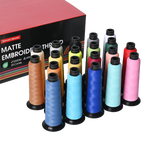 PooLin Matte Embroidery Thread Set, 20 Colors, 20 Rolls, 2500m 120D/2 40WT Polyester Thread