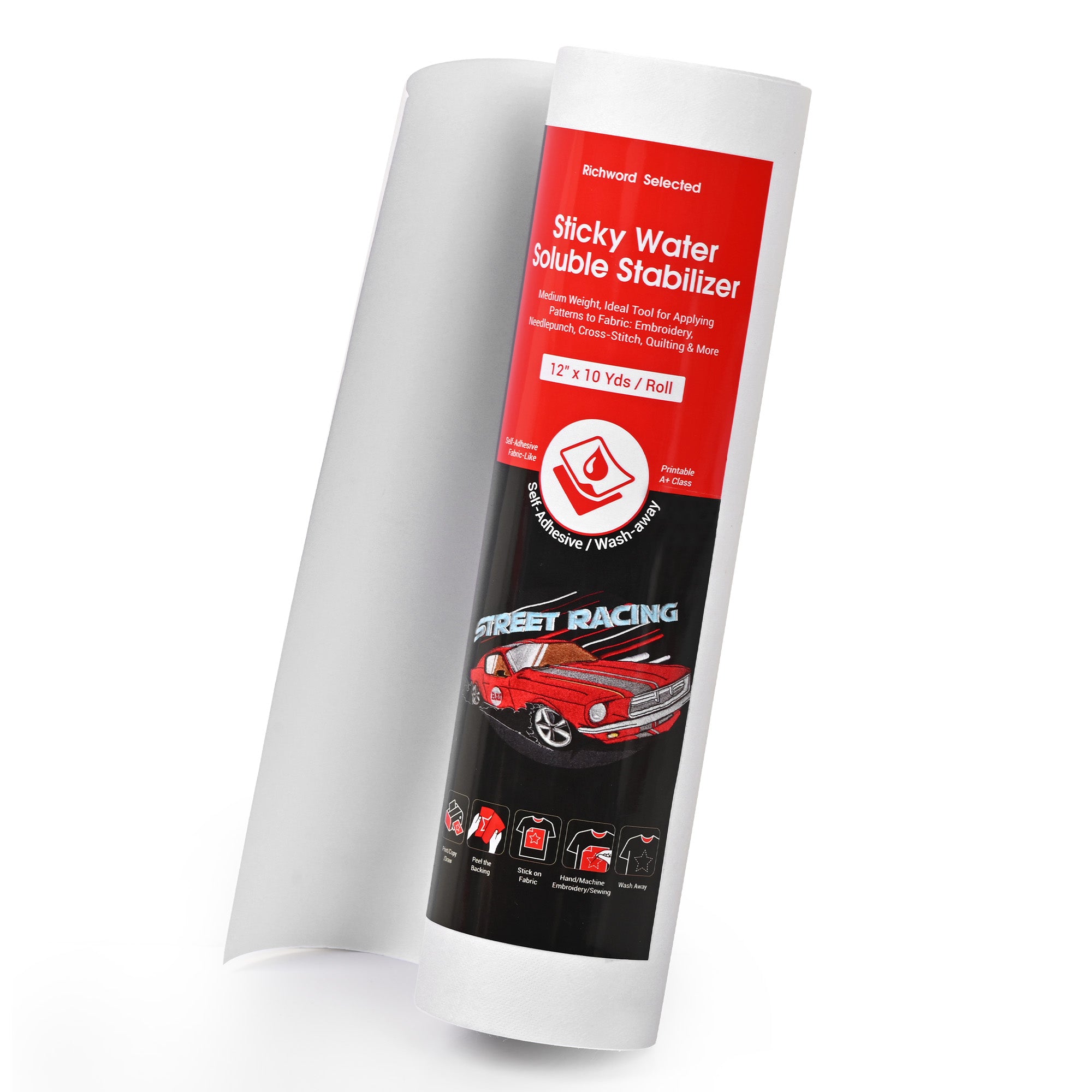 PooLin Sticky Water Soluble Stabilizer Paper 8.5" x 11" Sticky & Wash-Away Embroidery Backing 10 Sheets for Machine & Hand Embroidery